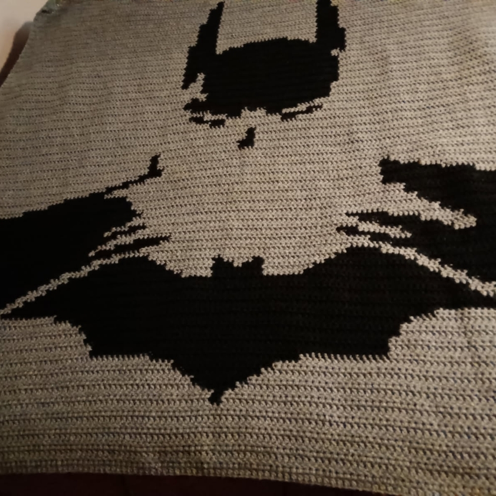 Batman Custom Crochet Throw Gray And Black Unit